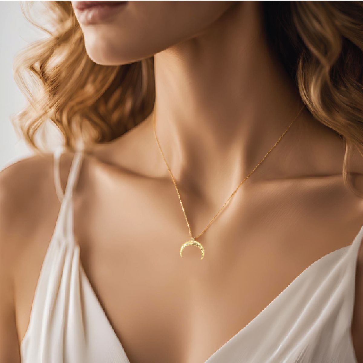 14K Gold Crescent Moon Charm Necklace Necklace Robyn Canady