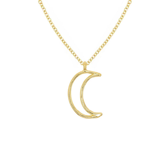 14K Gold Open Moon Charm Necklace Necklace Robyn Canady 14K Gold