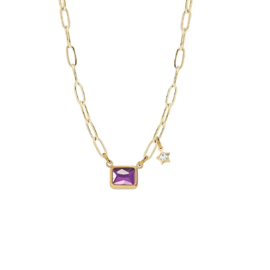 7 Fall Colors - Emerald Cut Paperclip Chain Necklace Necklace Robyn Canady Purple