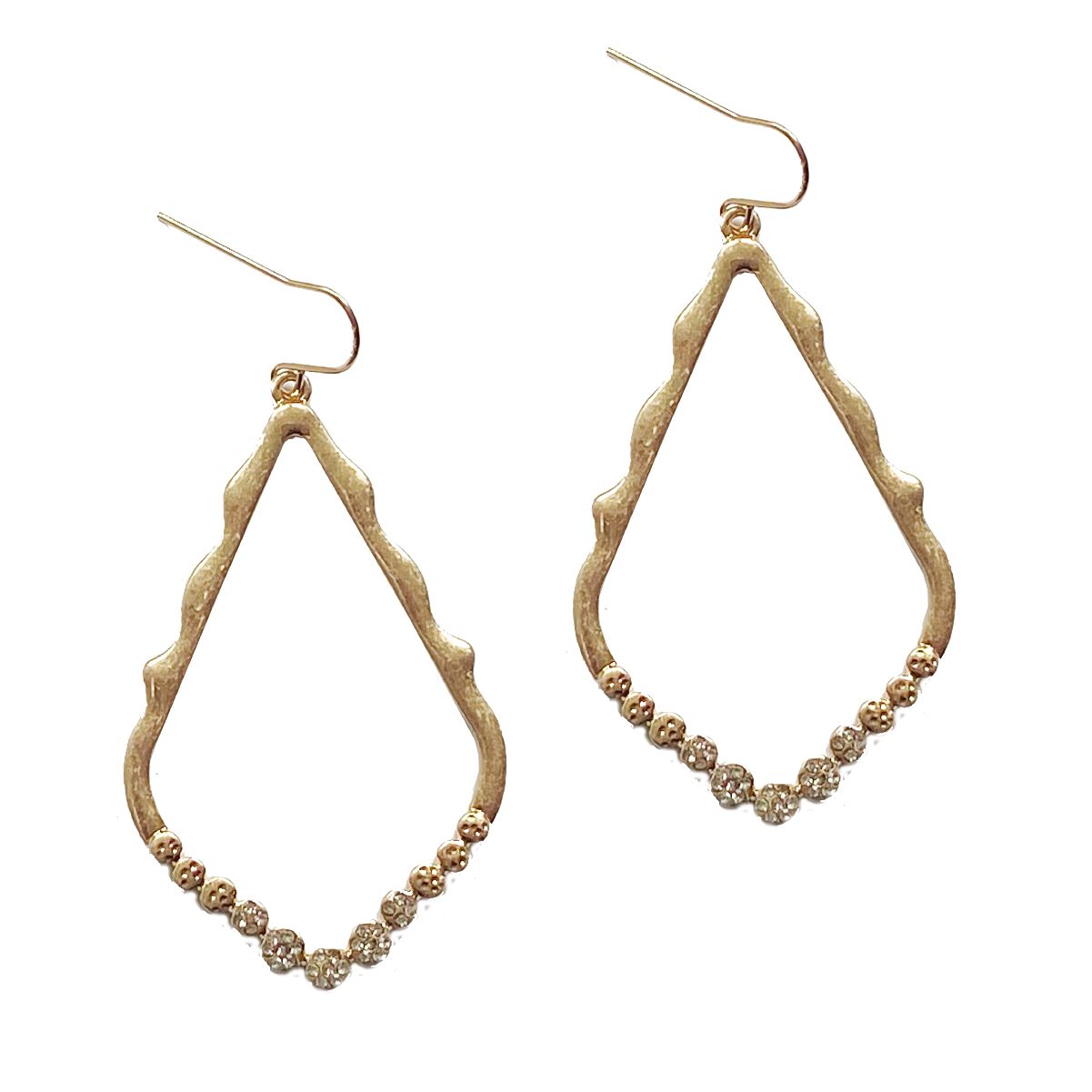 Matte Gold Teardrop Earrings with Rhinestones Earrings Robyn Canady