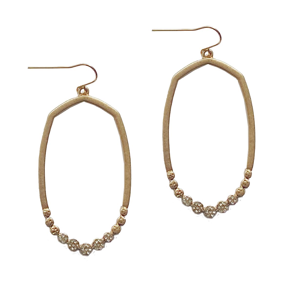 Matte Gold Drop Earrings with Rhinestones Earrings Robyn Canady