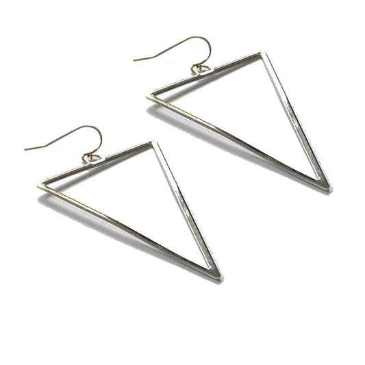 Shiny Silver Triangle Drop Earrings Earrings Robyn Canady