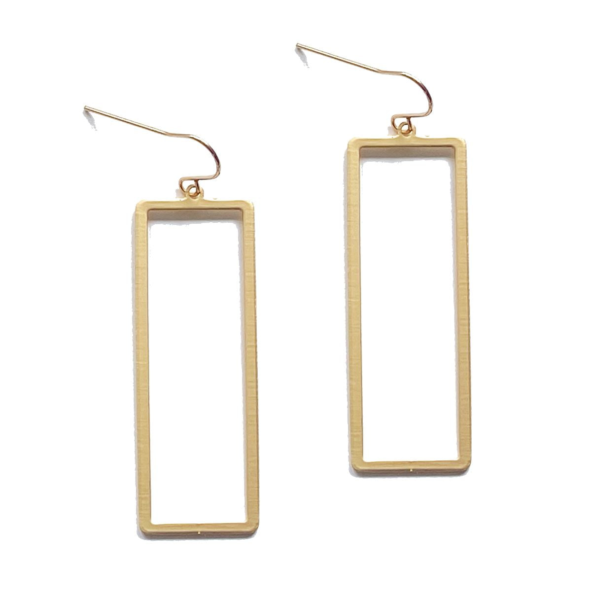 Large Matte Gold Rectangle Drop Earrings Earrings Robyn Canady