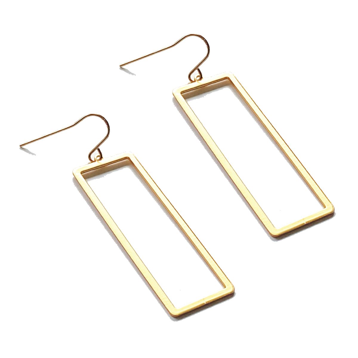 Large Matte Gold Rectangle Drop Earrings Earrings Robyn Canady