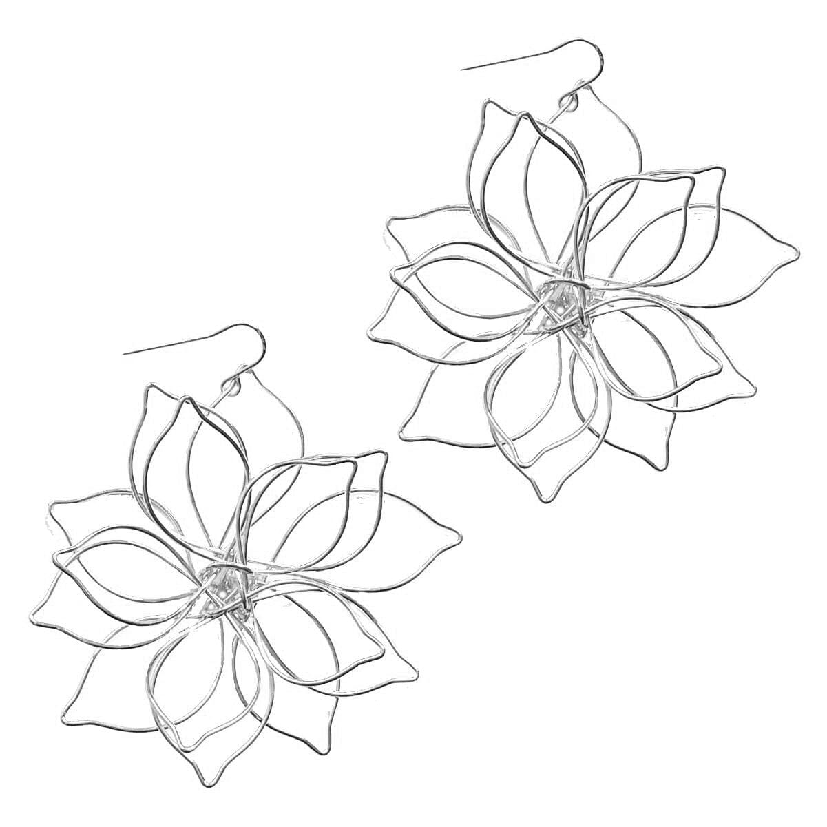 Large Flower Wire Earrings Earrings Robyn Canady Silver