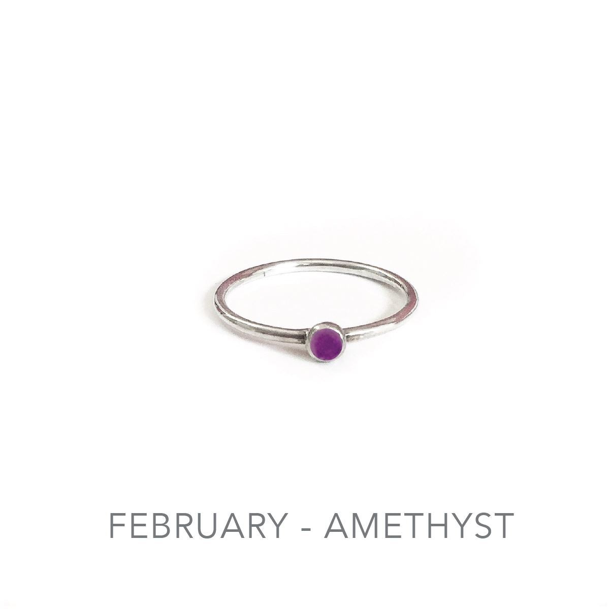 Tiny Birthstone Stacking Ring - Sterling Silver Robyn Canady