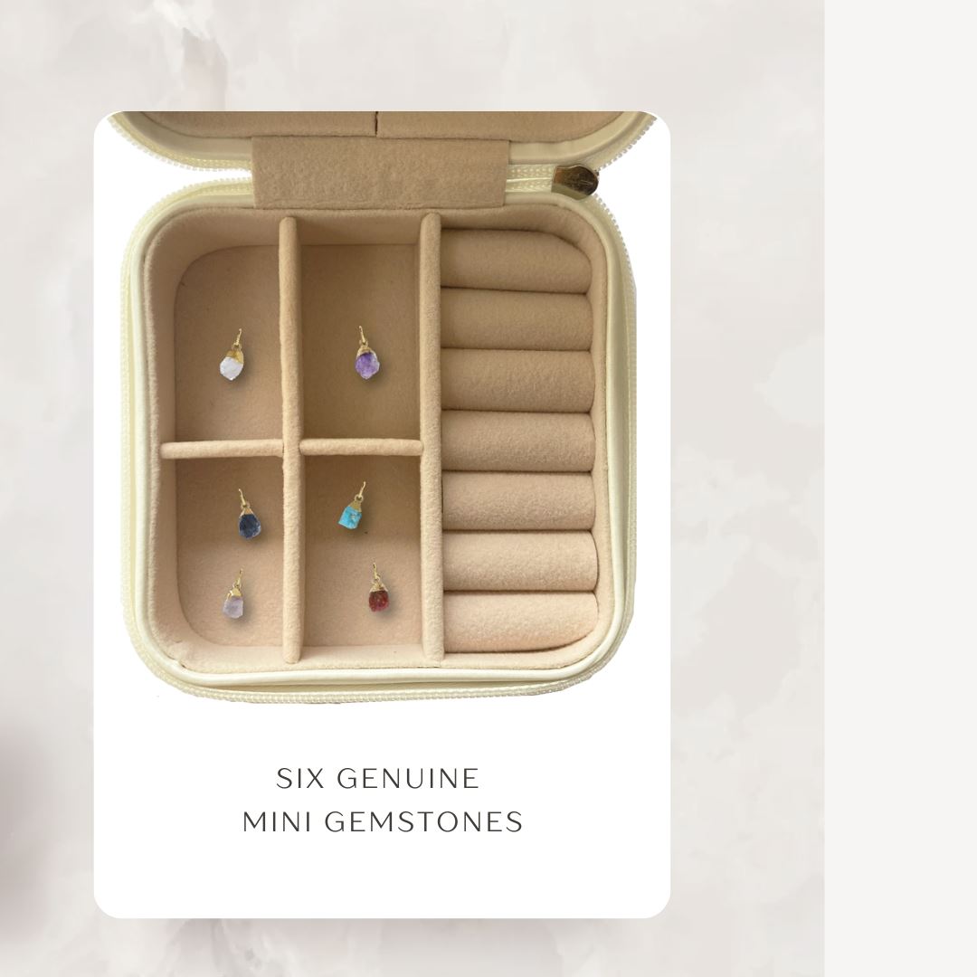 New Year New You! Mini gemstone necklace with six stones in a luxury travel case. Robyn Canady