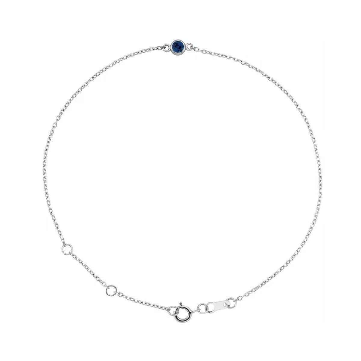 Sterling Silver Tiny Birthstone Bracelet Bracelet Robyn Canady September - Lab Grown Blue Sapphire
