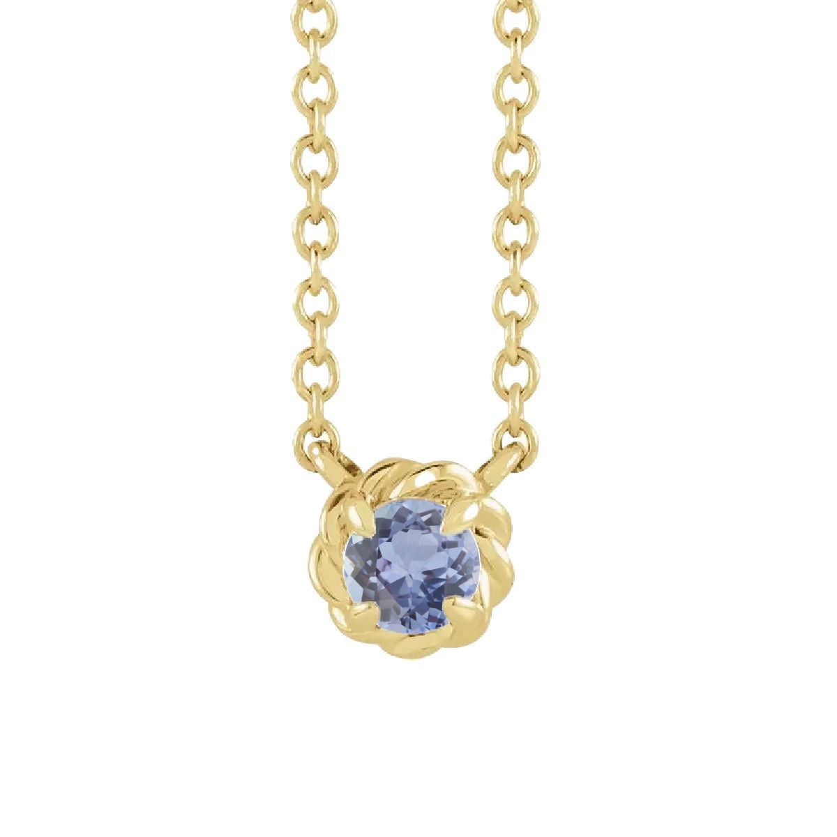 14K Gold Tiny Birthstone Necklace Necklace Robyn Canady December - Natural Tanzanite