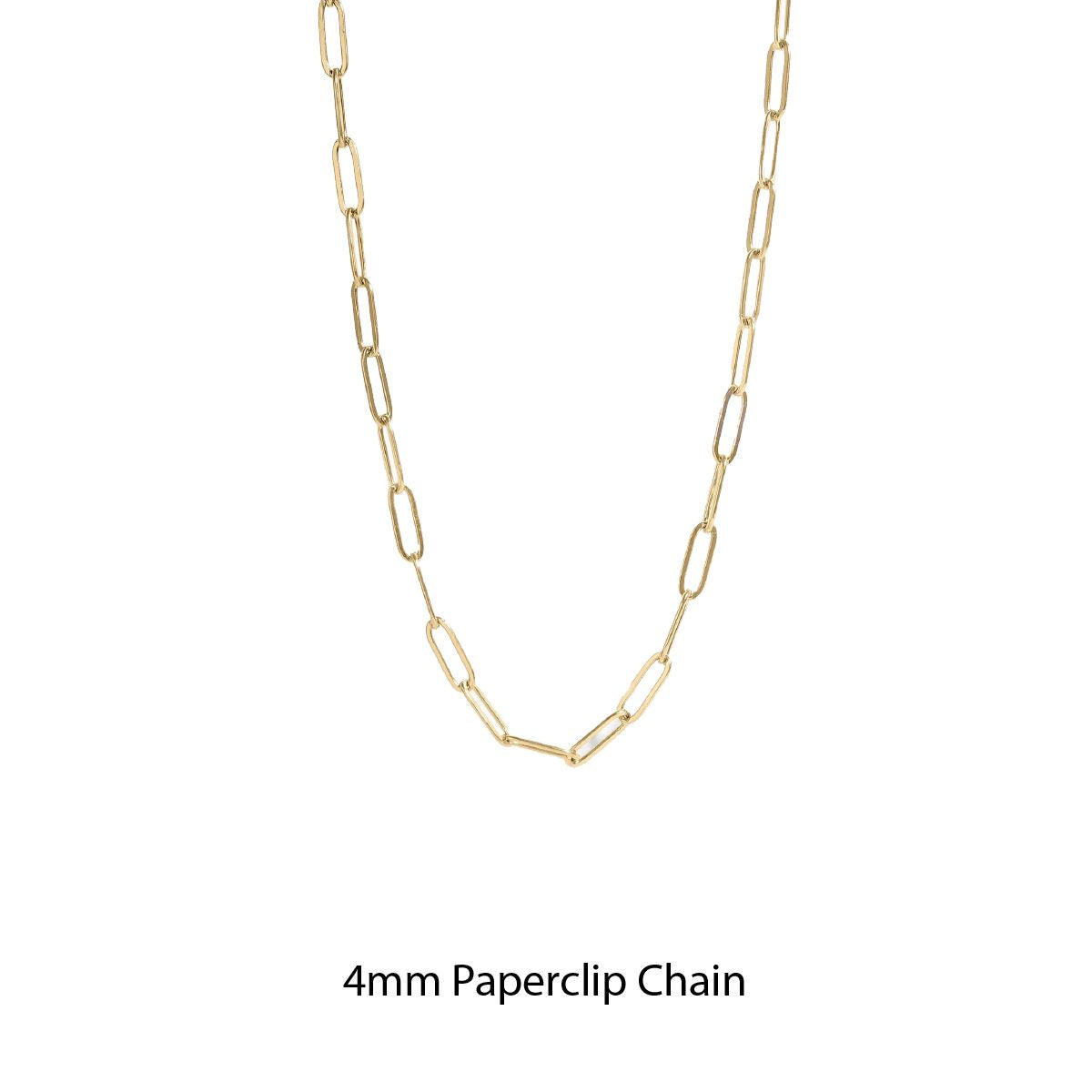 18K Gold Plated, Stainless Steel, PVD Non-Tarnish Coating Robyn Canady 4mm Paperclip Chain 16"-18"