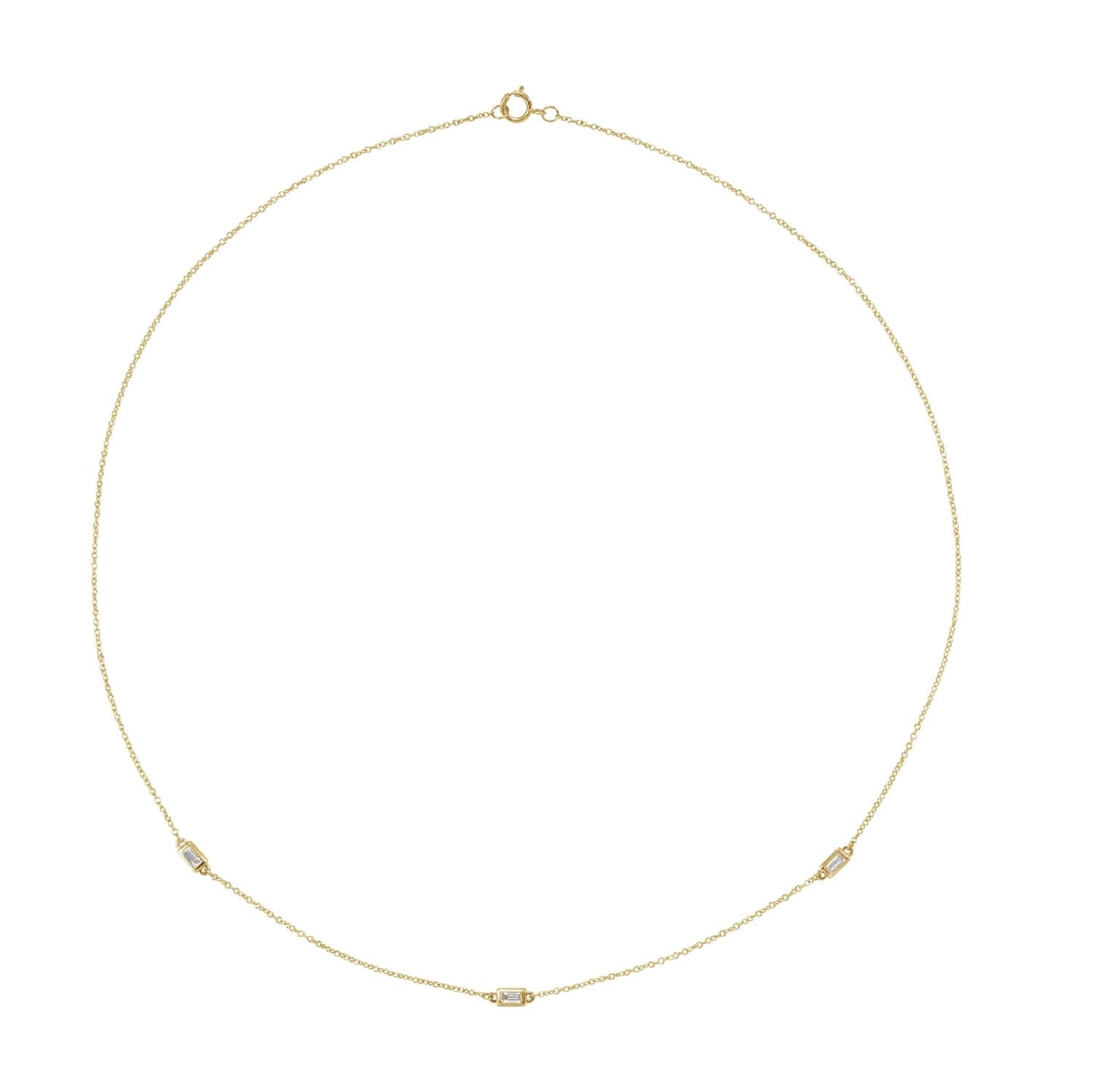 14K gold diamond baguette necklace | Delicate layering jewelry