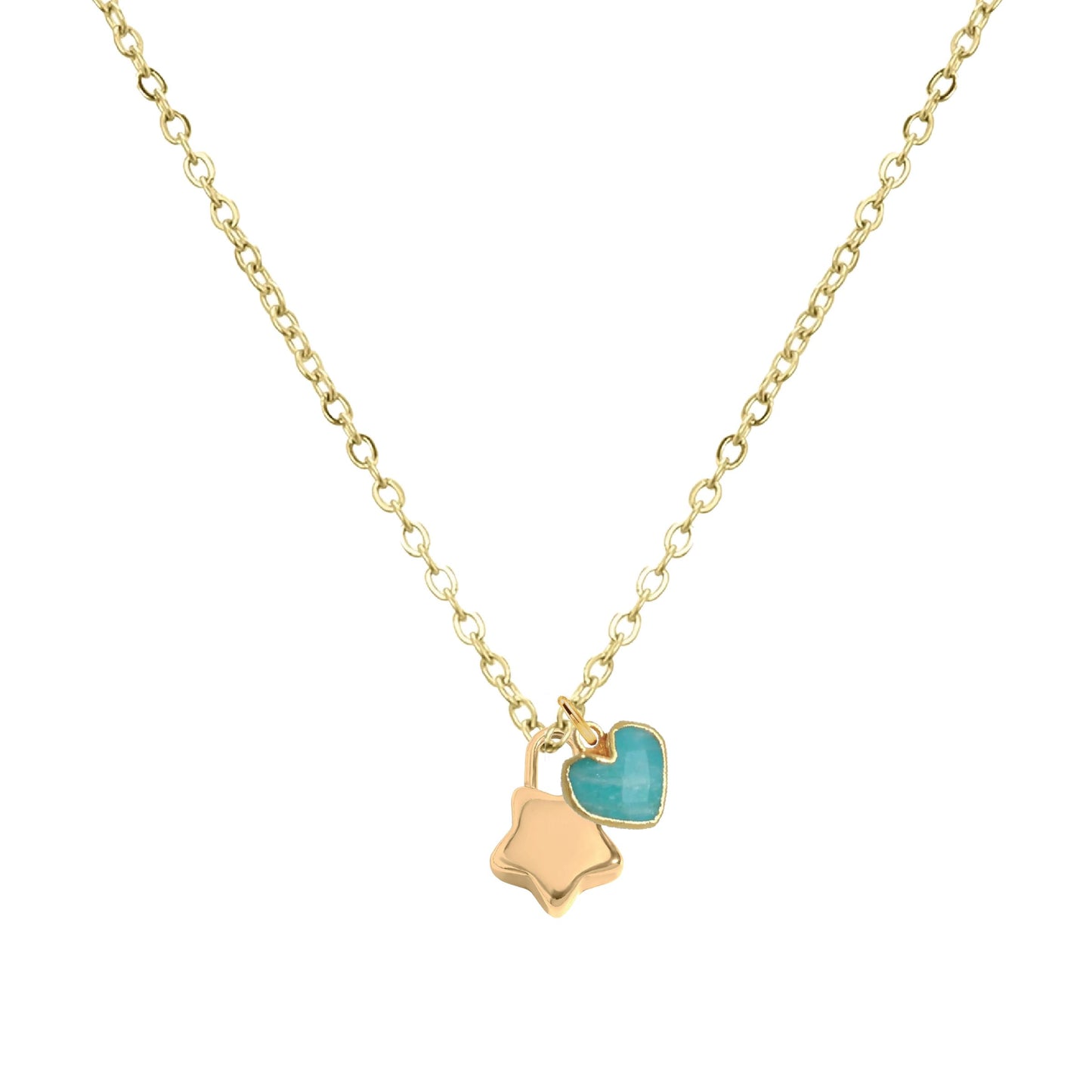 Tiny Star + Heart Necklace in Amazonite Necklace Robyn Canady