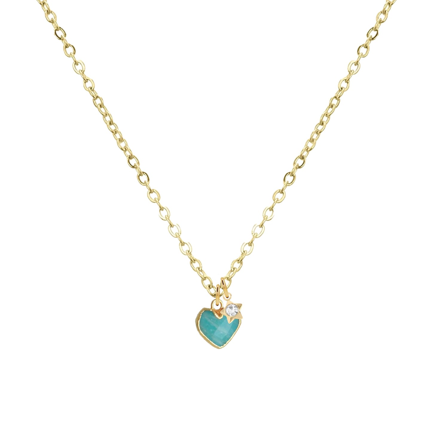 Tiny Heart + Star Necklace in Amazonite Necklace Robyn Canady