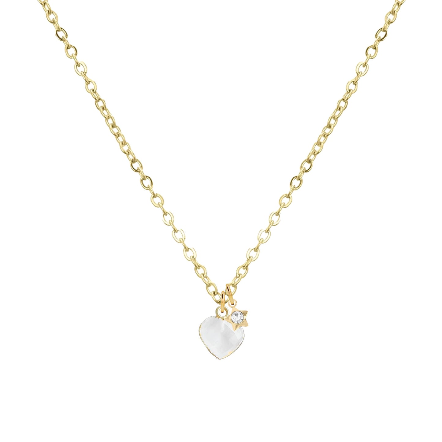 Tiny Heart + Star Necklace in Moonstone Necklace Robyn Canady