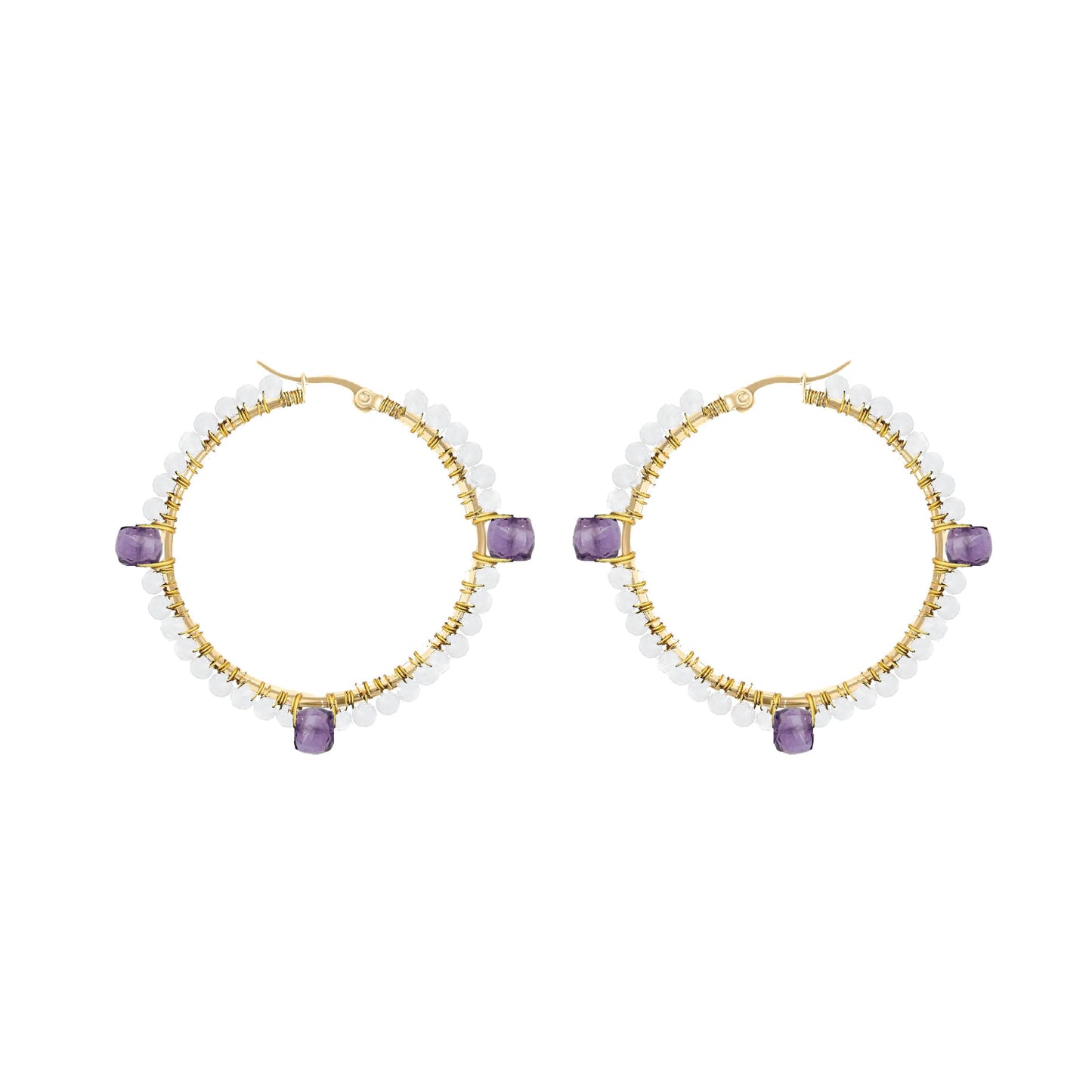 Gemstone Hoops - 8 color choices Robyn Canady Gold Amethyst