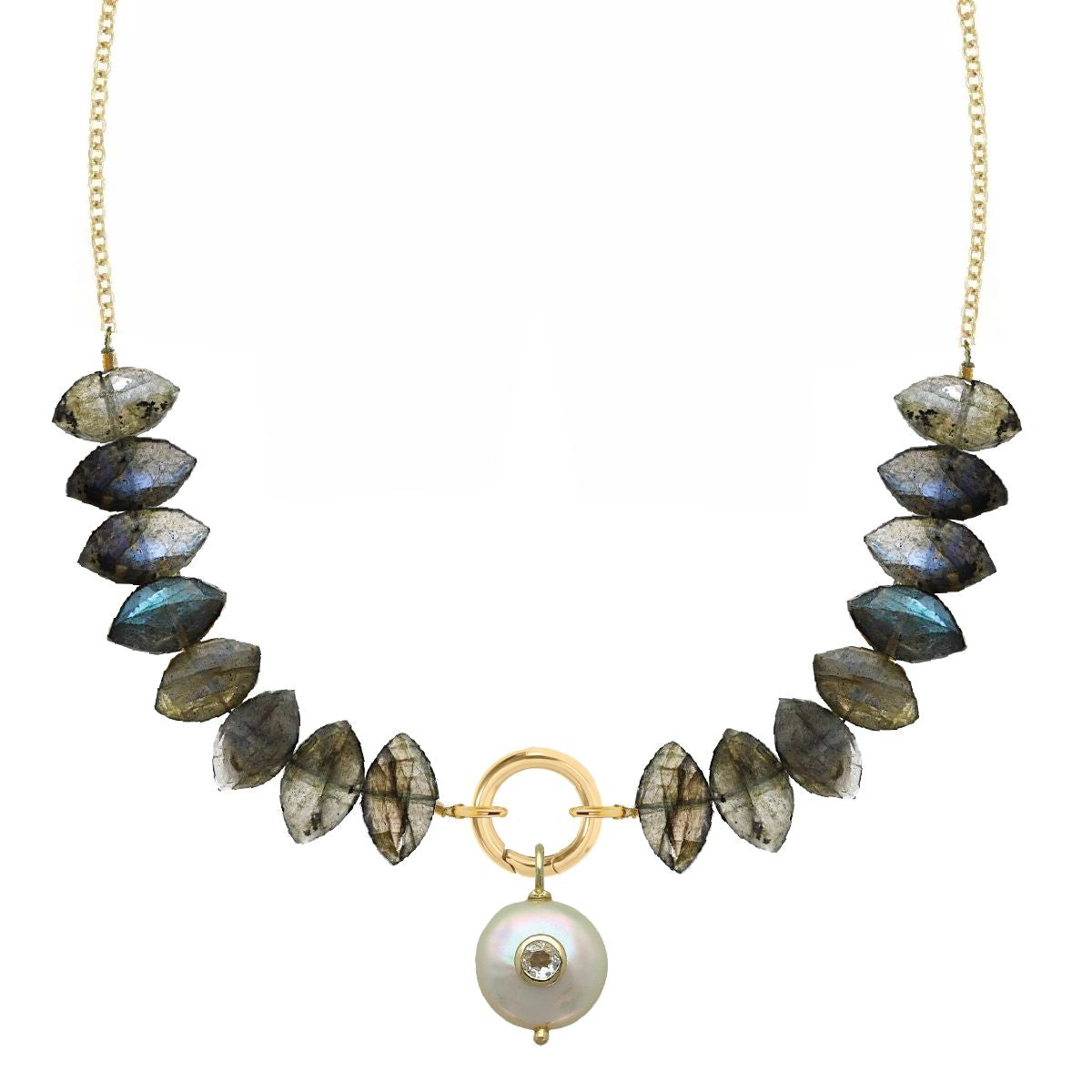 Labradorite, Freshwater Pearl, White Topaz Necklace Necklace Robyn Canady