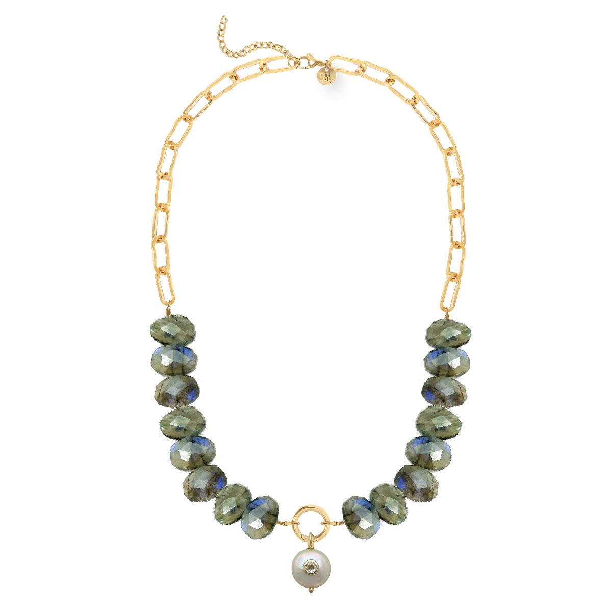 Labradorite and Freshwater Pearl Statement Necklace Necklace Robyn Canady