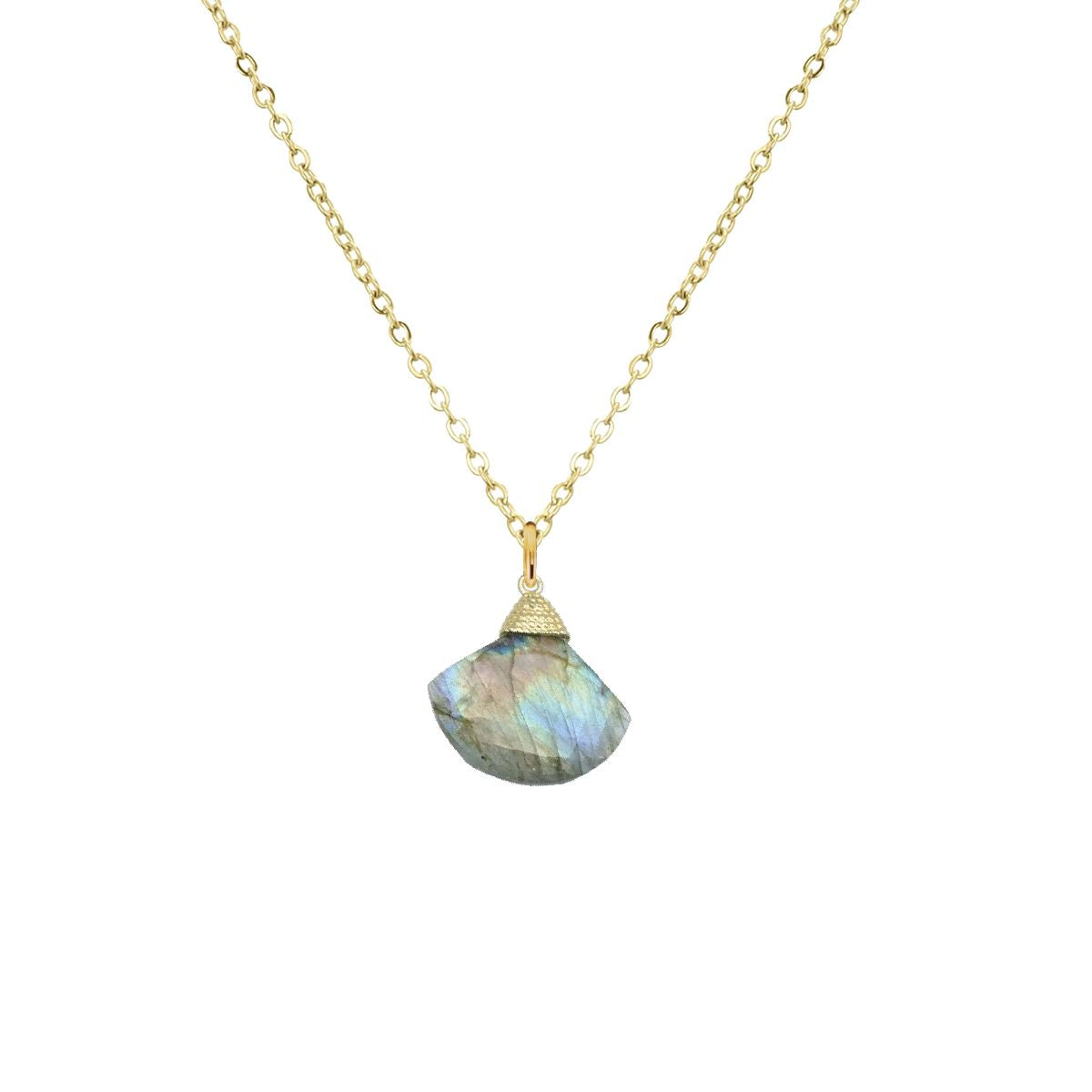 Labradorite Fan Necklace Robyn Canady 18K Stainless Steel