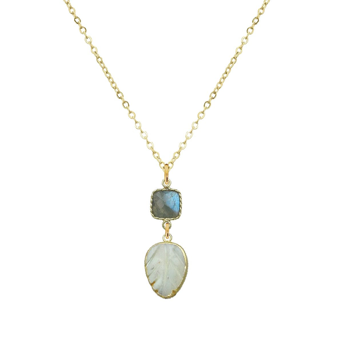Labradorite and Mother of Pearl Leaf Necklace Robyn Canady