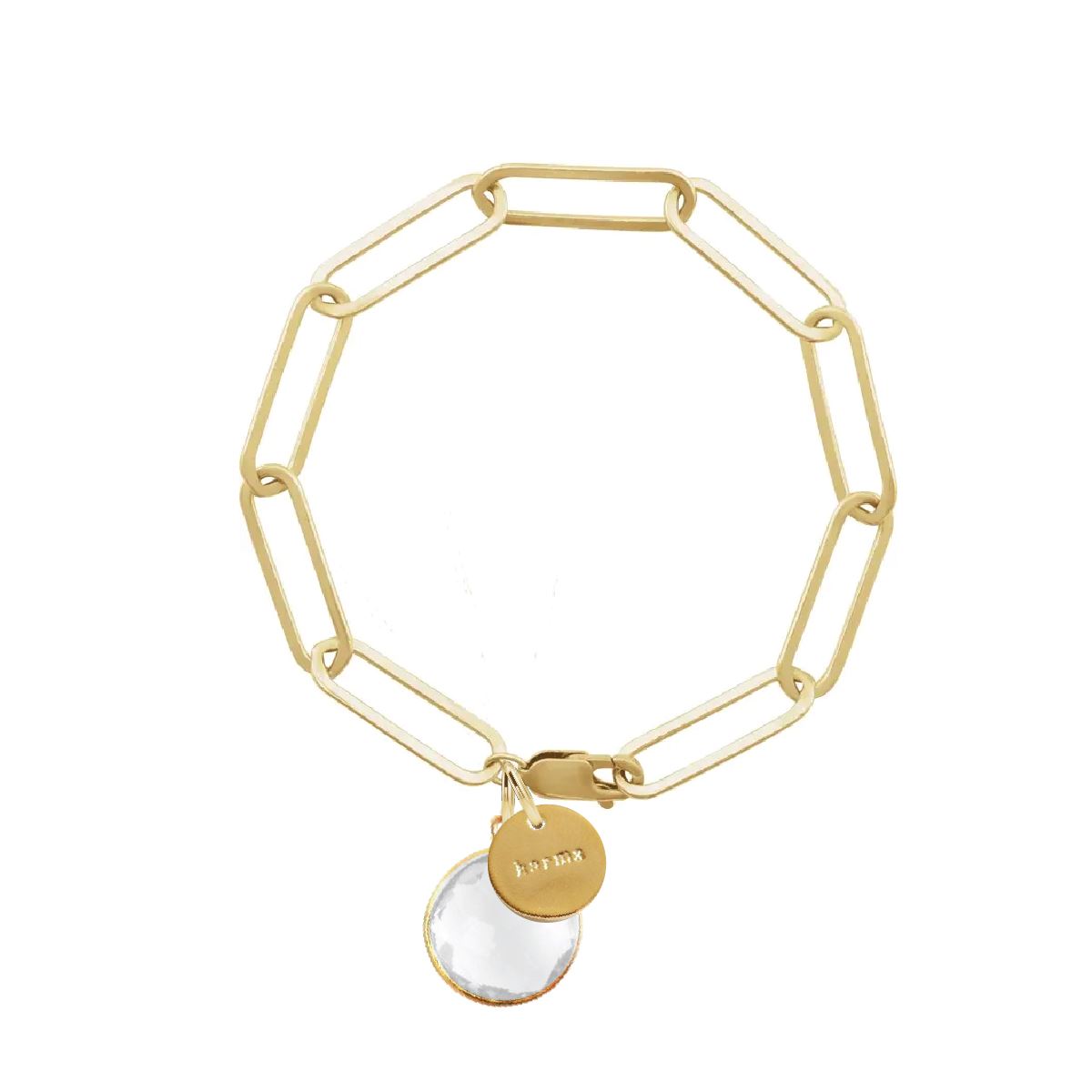 Gemstone Karma Large Paperclip Bracelet in Crystal Quartz Bracelet Robyn Canady