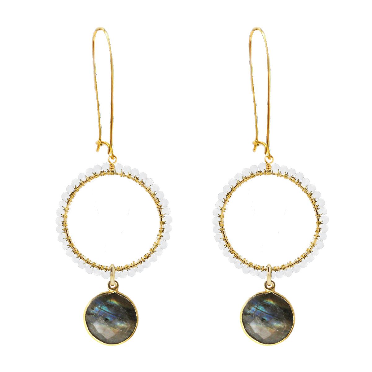 Aria Statement Drop Earrings in Moonstone & Labradorite Earrings Robyn Canady
