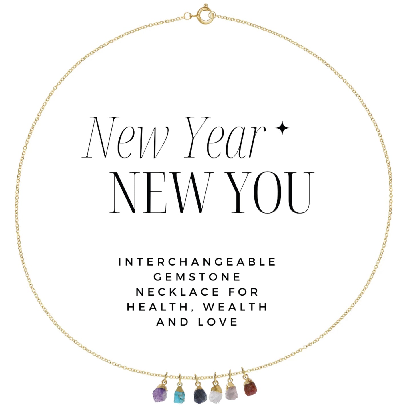 New Year New You! Mini gemstone necklace with six stones in a luxury travel case. Robyn Canady