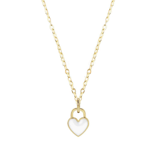 White Enamel Heart Necklace or Charm Necklace Robyn Canady 14K Solid Gold 14K Gold Filled