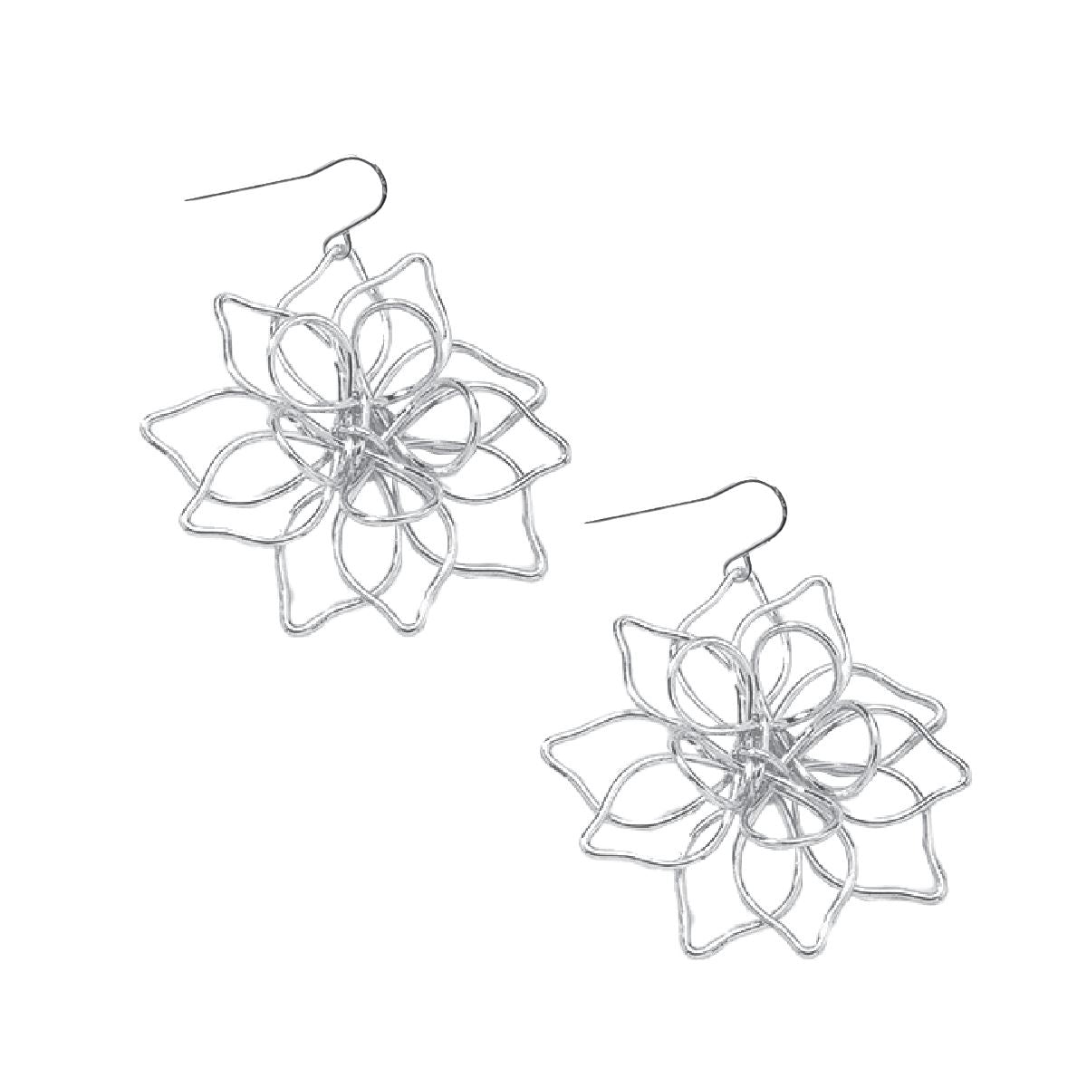 Medium Flower Wire Earrings Earrings Robyn Canady Silver