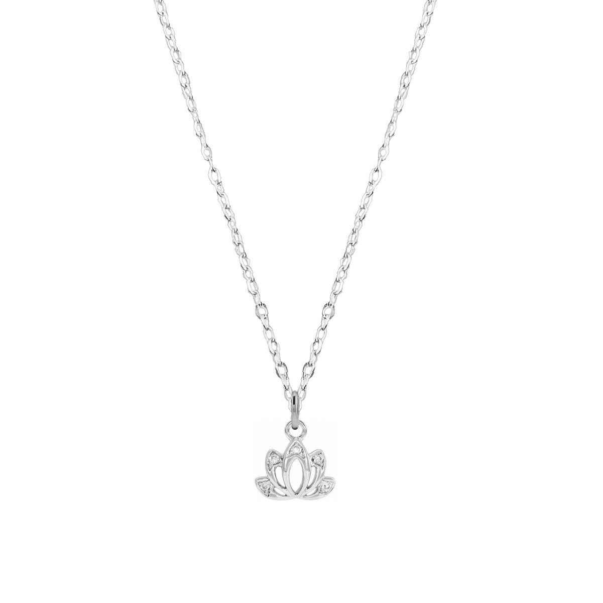 Tiny Lotus Diamond Necklace Necklace Robyn Canady 14K White Gold 16" Chain 