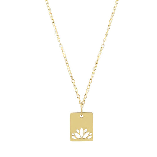 Lotus Rectangle Necklace Necklace Robyn Canady 14K Yellow Gold 16" Yellow Gold Filled Chain