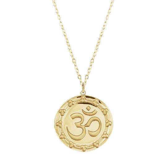 Large Om Necklace Necklace Robyn Canady 14K Yellow Gold 16" 14K Yellow Gold Chain
