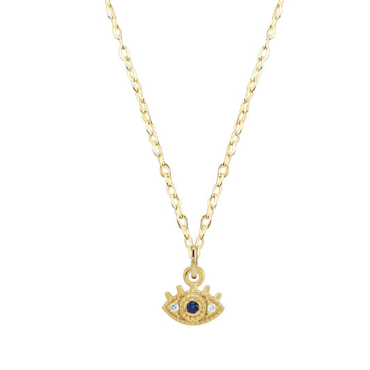 Eye of Protection Sapphire and Diamond Necklace Necklace Robyn Canady 14K Yellow Gold 16" Chain 