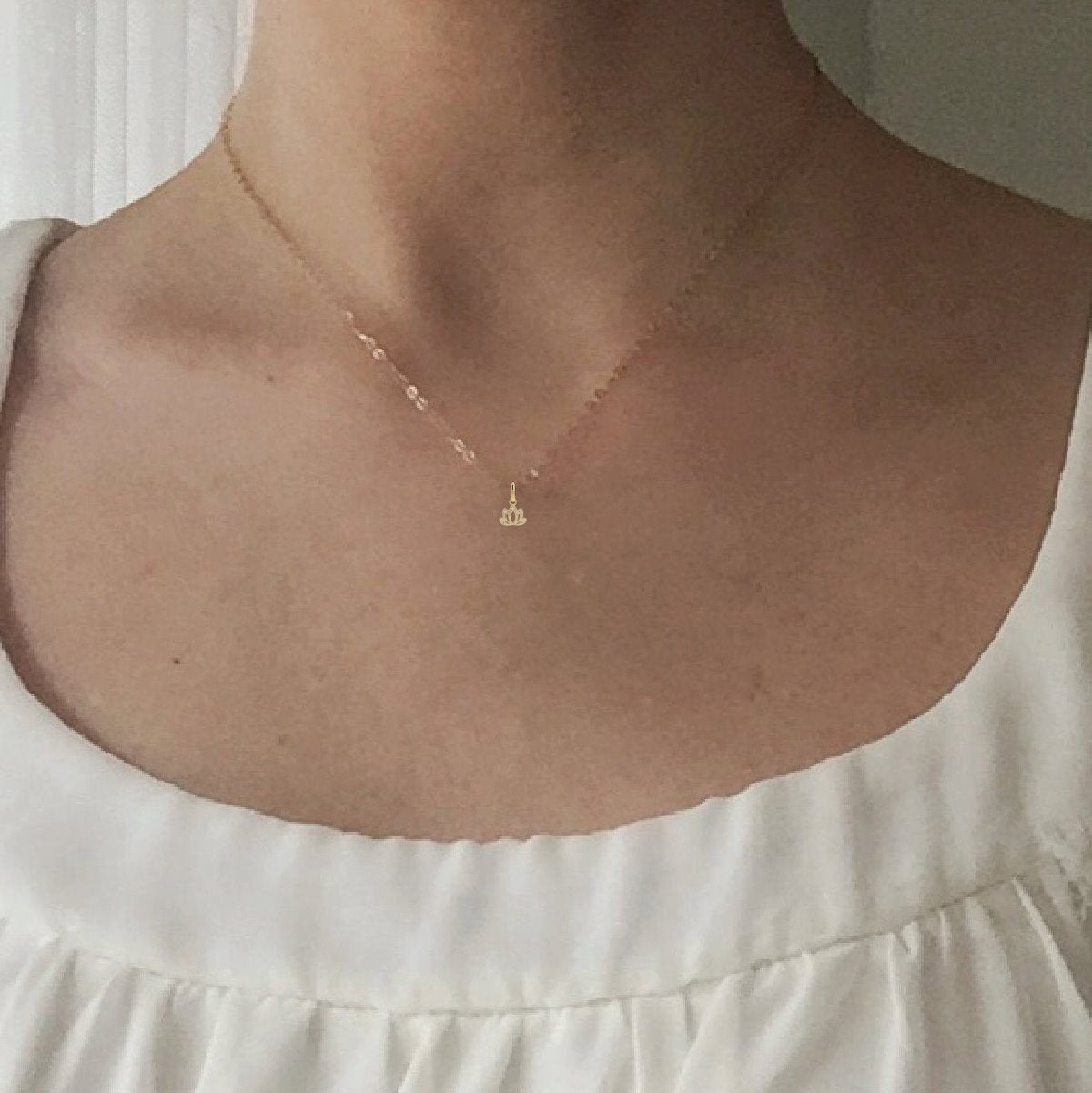 Tiny Lotus Diamond Necklace Necklace Robyn Canady 