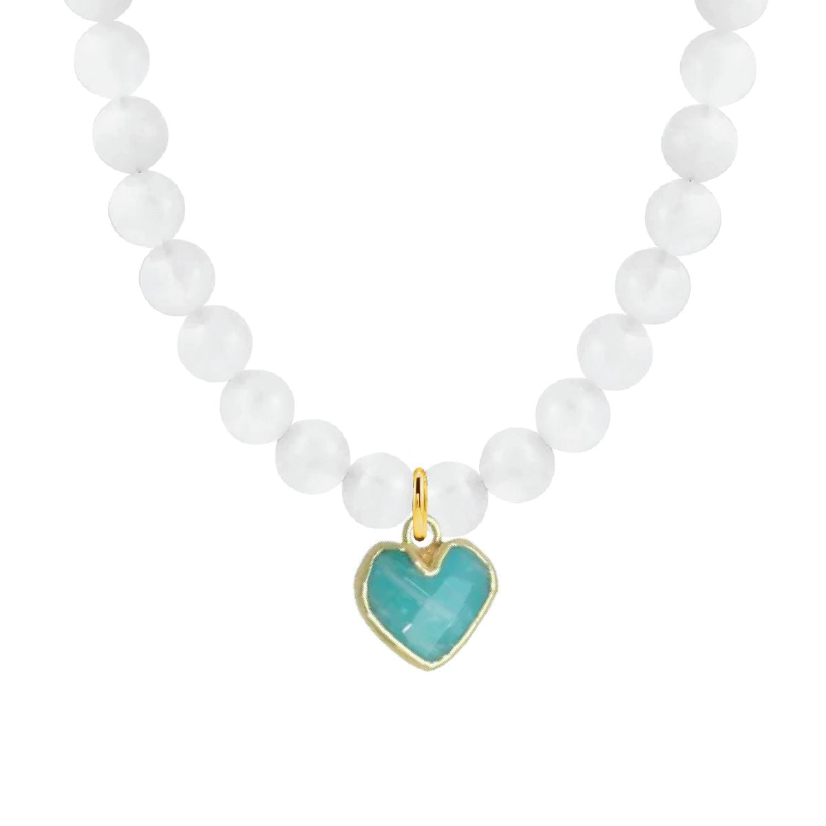 LoveSpell Tiny Heart Necklace - I need more Balance in my life - Amazonite Necklace Robyn Canady Moonstone Beaded Chain