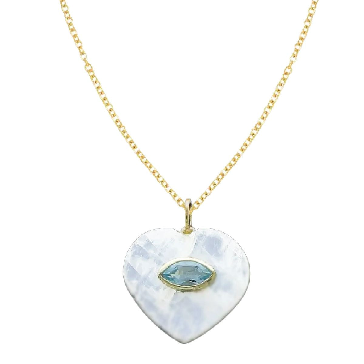 LoveSpell Heart Necklace - I need more Balance in my life - Moonstone + Blue Topaz Necklace Robyn Canady