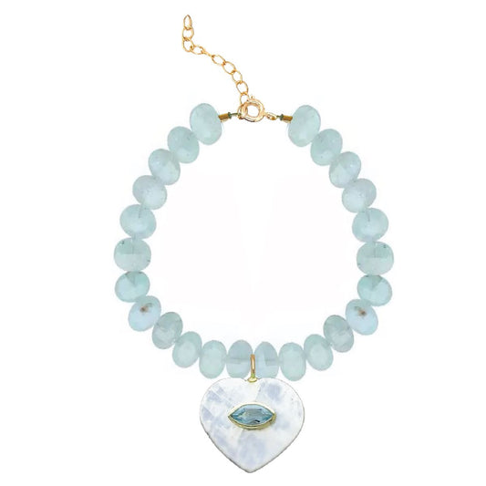 LoveSpell Heart Bracelet - I need more Calm in my life - Aquamarine Bracelet Robyn Canady