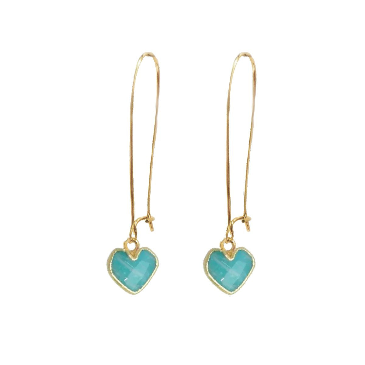 LoveSpell Long Tiny Heart Earrings - I need more Balance in my life - Amazonite Earrings Robyn Canady