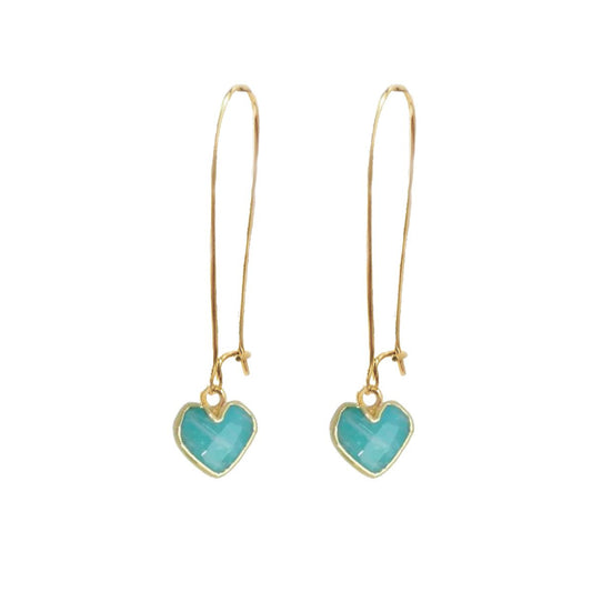 LoveSpell Long Tiny Heart Earrings - I need more Balance in my life - Amazonite Earrings Robyn Canady
