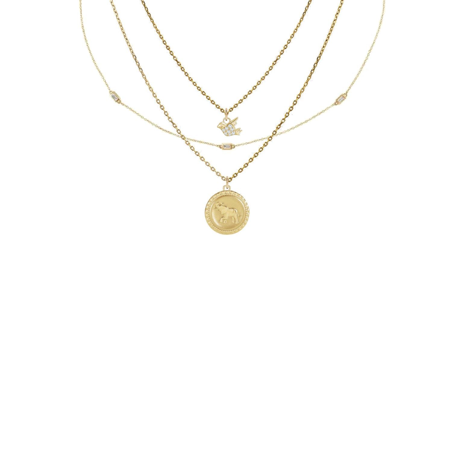 14K Diamond Baguette Layering Necklace Robyn Canady