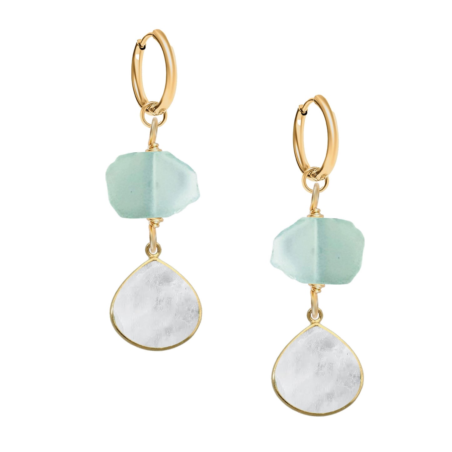 Aqua Chalcedony & Moonstone Drop Earrings Robyn Canady