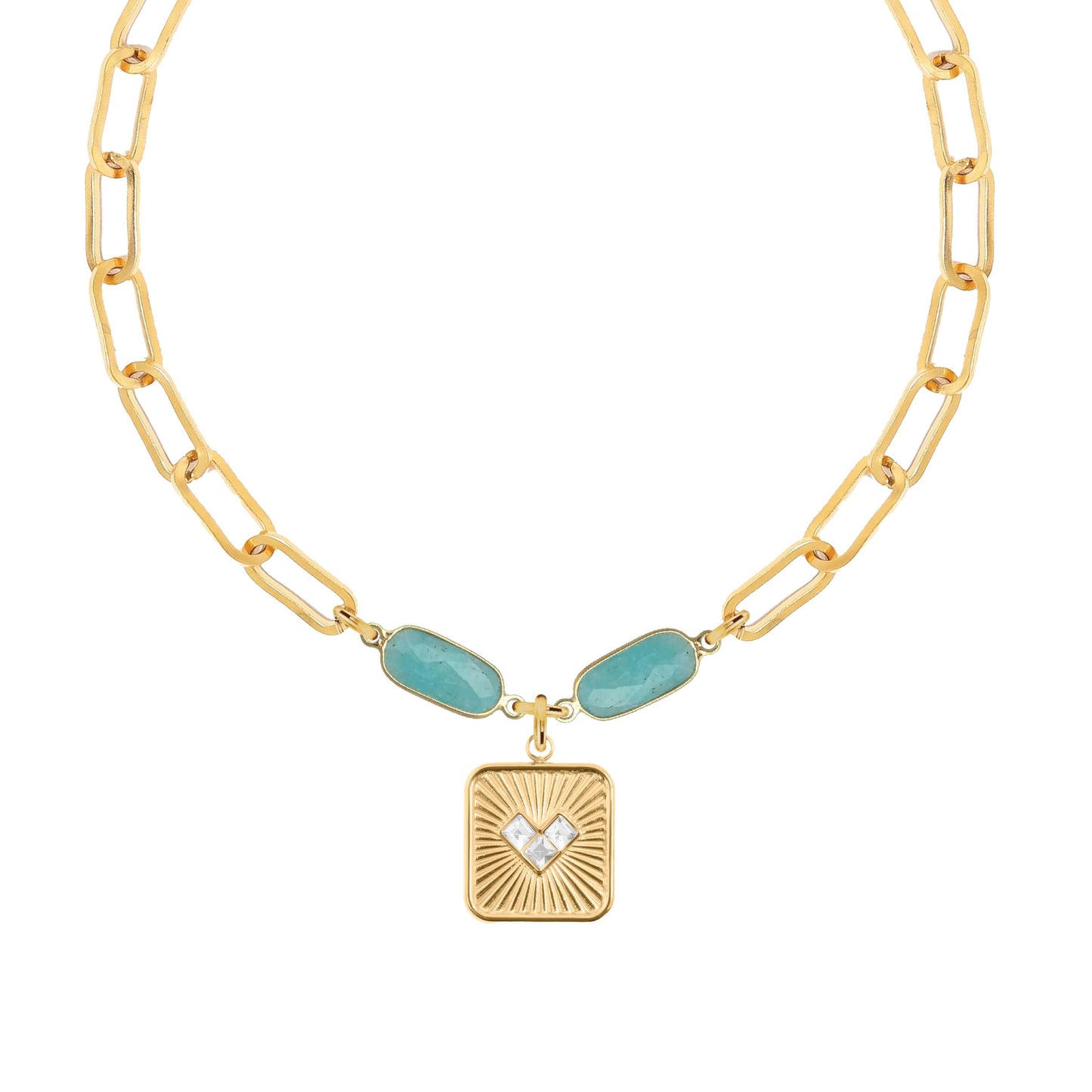 Amazonite Heart Paperclip Chain Necklace Robyn Canady