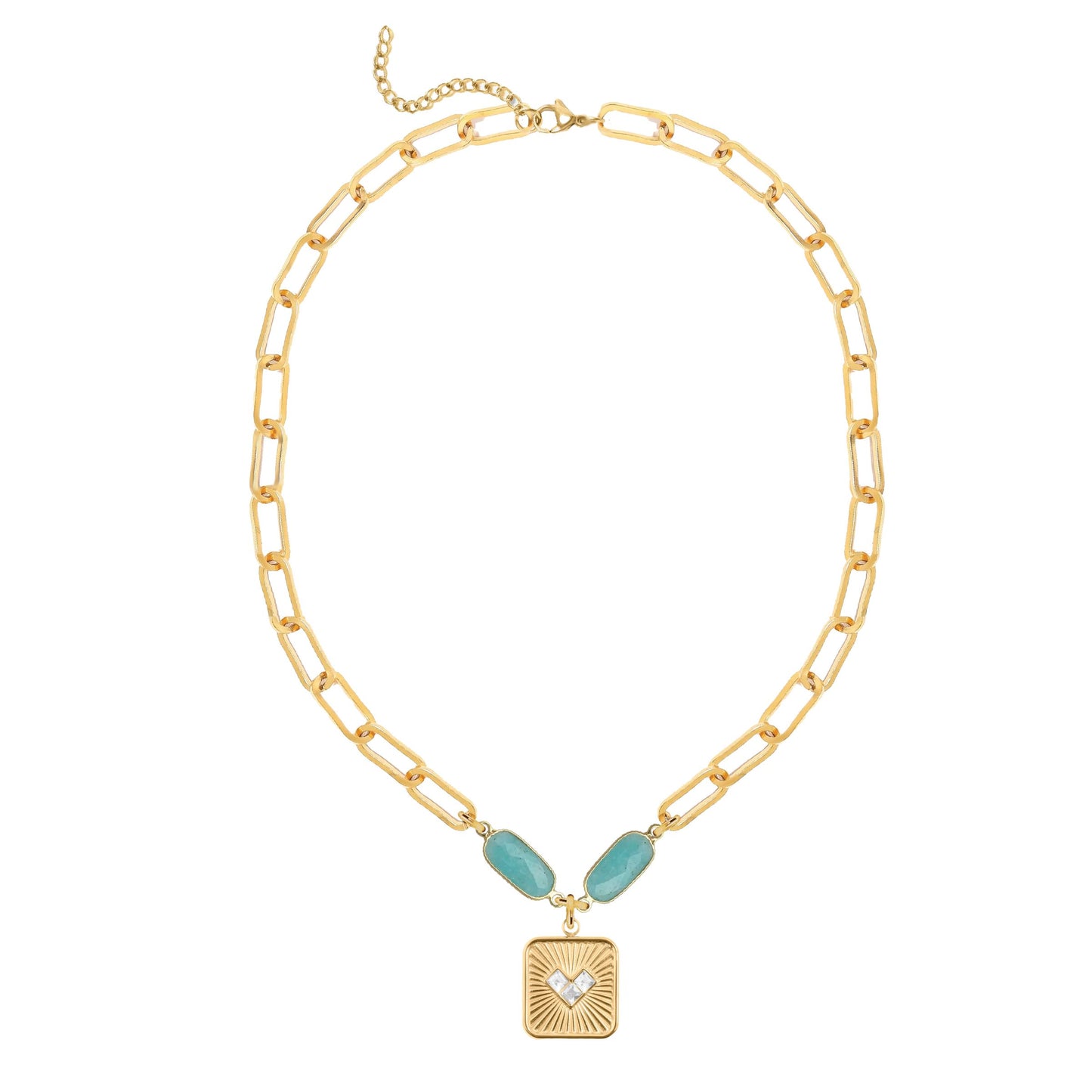 Amazonite Heart Paperclip Chain Necklace Robyn Canady