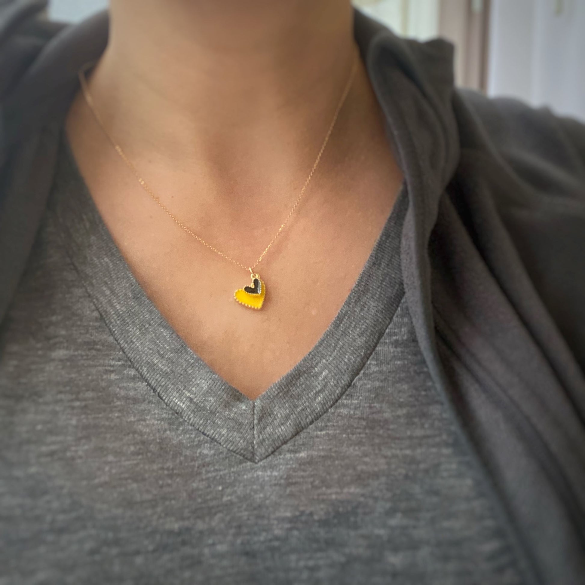 Game Day Necklace - Gold and Black Hearts in a Signature Gift Box Necklace Robyn Canady
