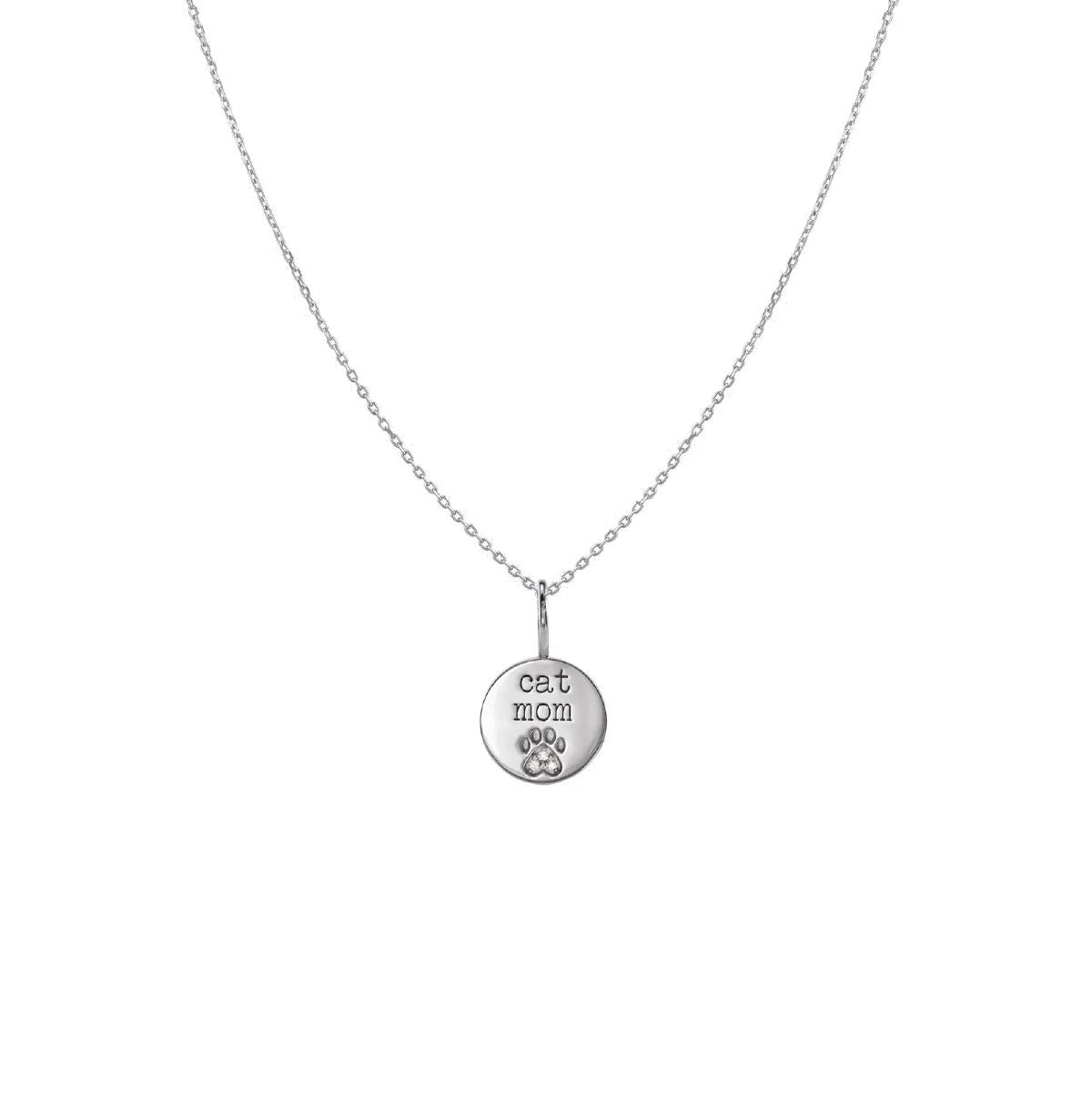 14K Diamond Cat Mom Necklace Robyn Canady 14K White Gold