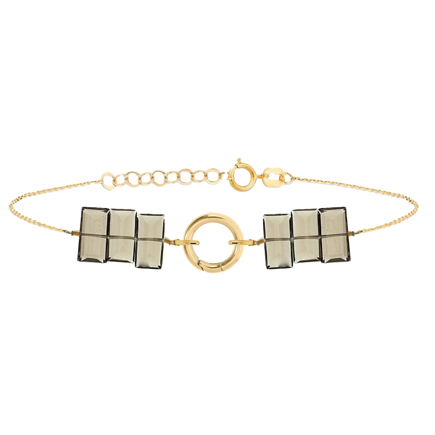 Gemmy Dainty Rectangle Gemstone Bracelet - 5 color options Bracelets Robyn Canady Gold Smoky Quartz