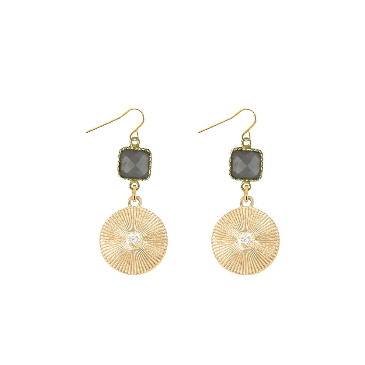 Gemstone and Starburst Crystal Earrings - 4 color options Robyn Canady Gray Moonstone
