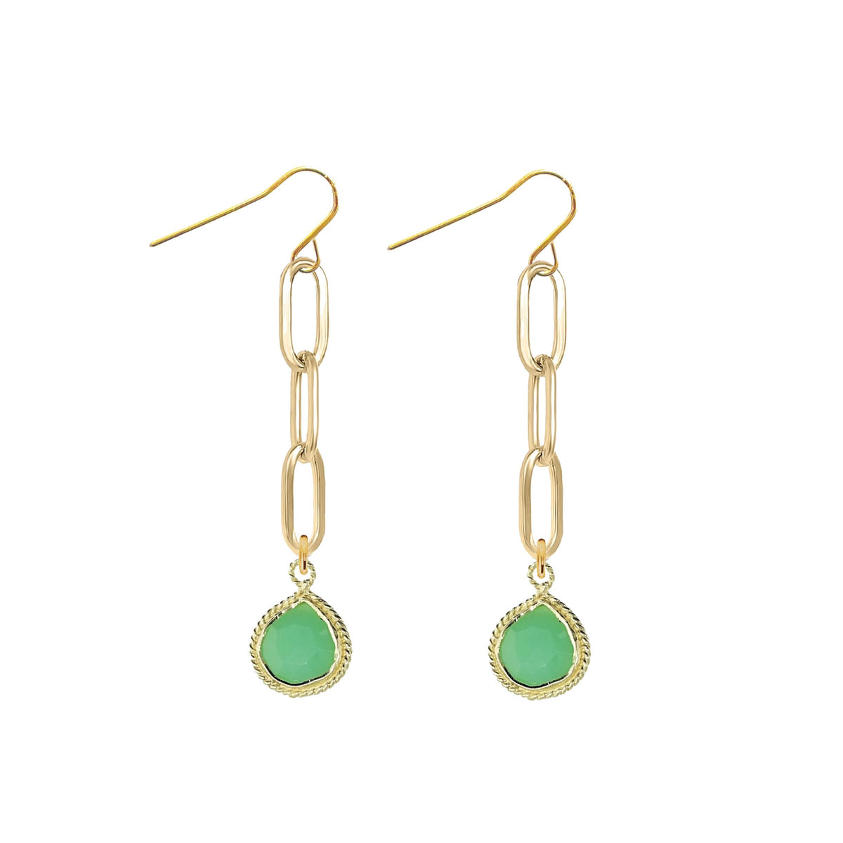 Paperclip Drop Earrings with Teardrop - 9 color options Robyn Canady Chrysoprase