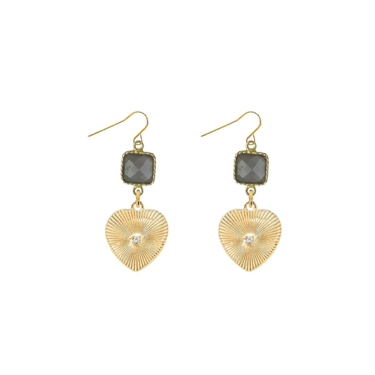 Gemstone and Heart Crystal Earrings - 4 color options Robyn Canady Gray Moonstone
