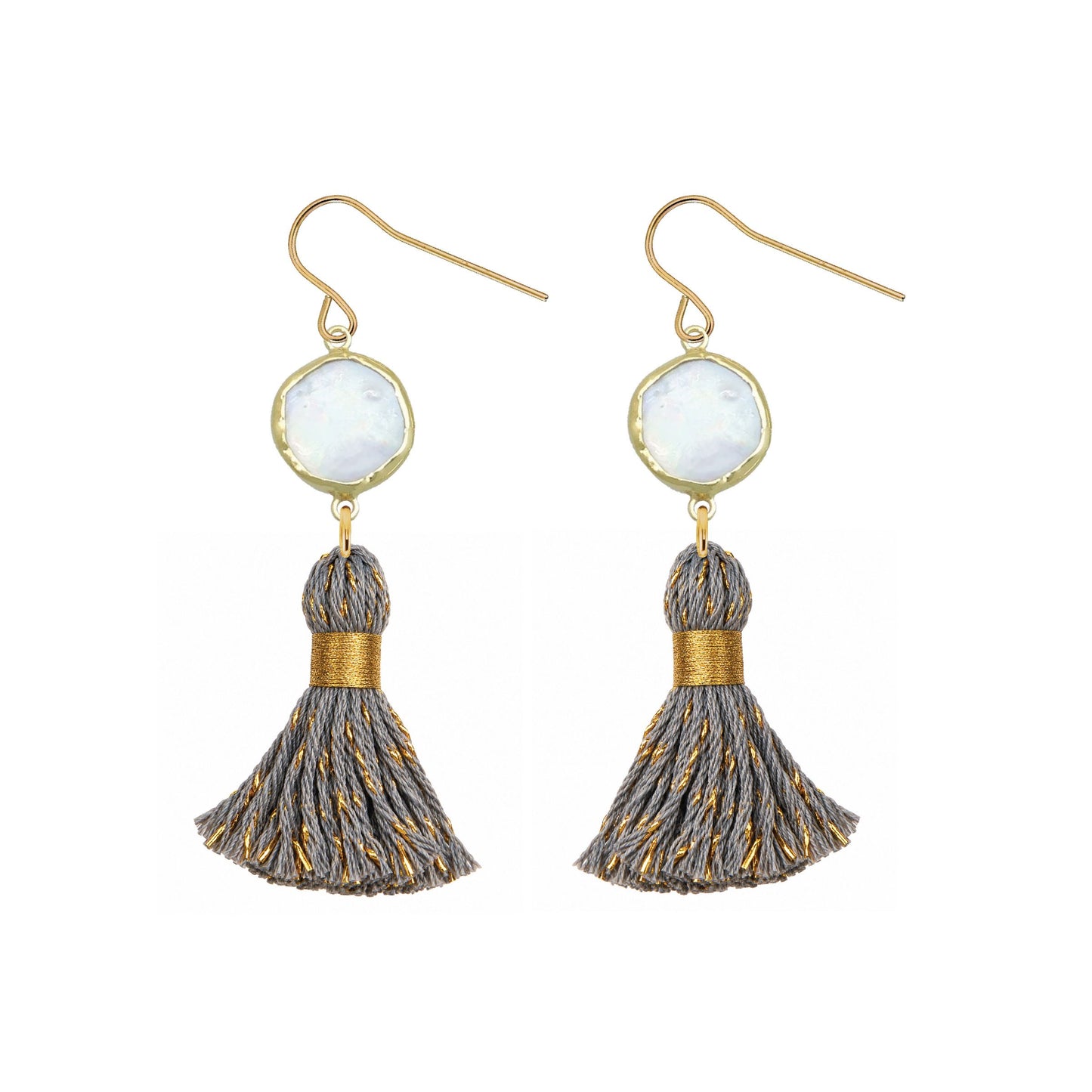 Pearl and Confetti Tassel Party Earrings - 5 color options Robyn Canady Grey