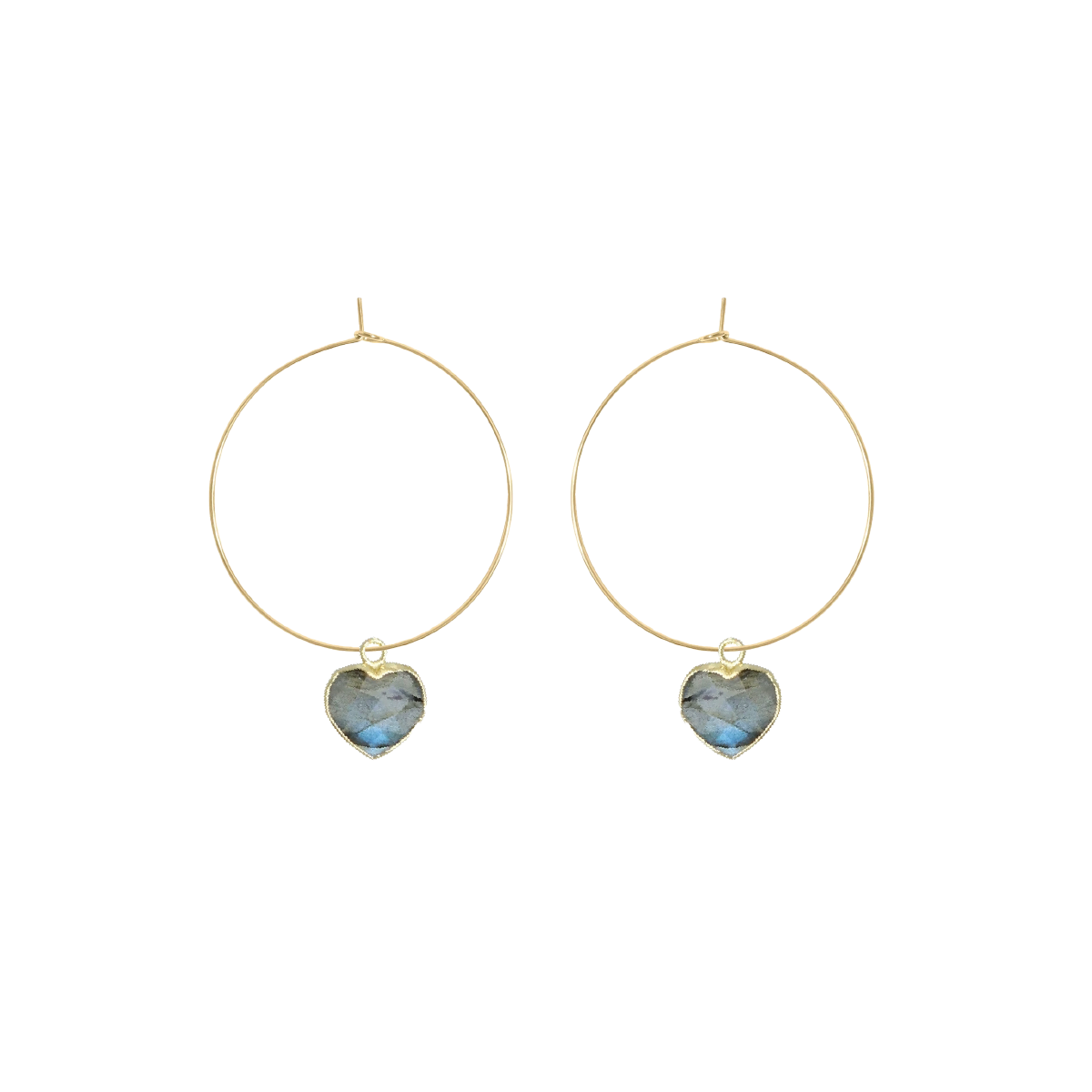 Labradorite Heart Hoop Earrings